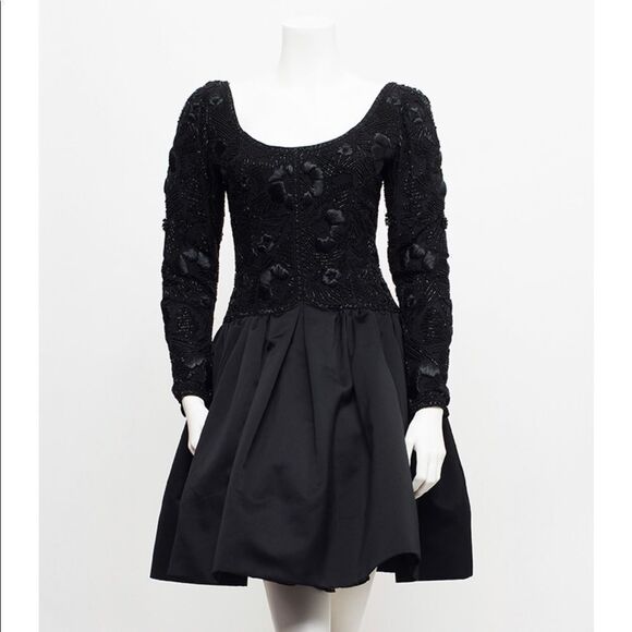 Jeet Vintage Black Drop Waist 100% Silk Handmade Dress Saks Fifth Avenue - Picture 1 of 9